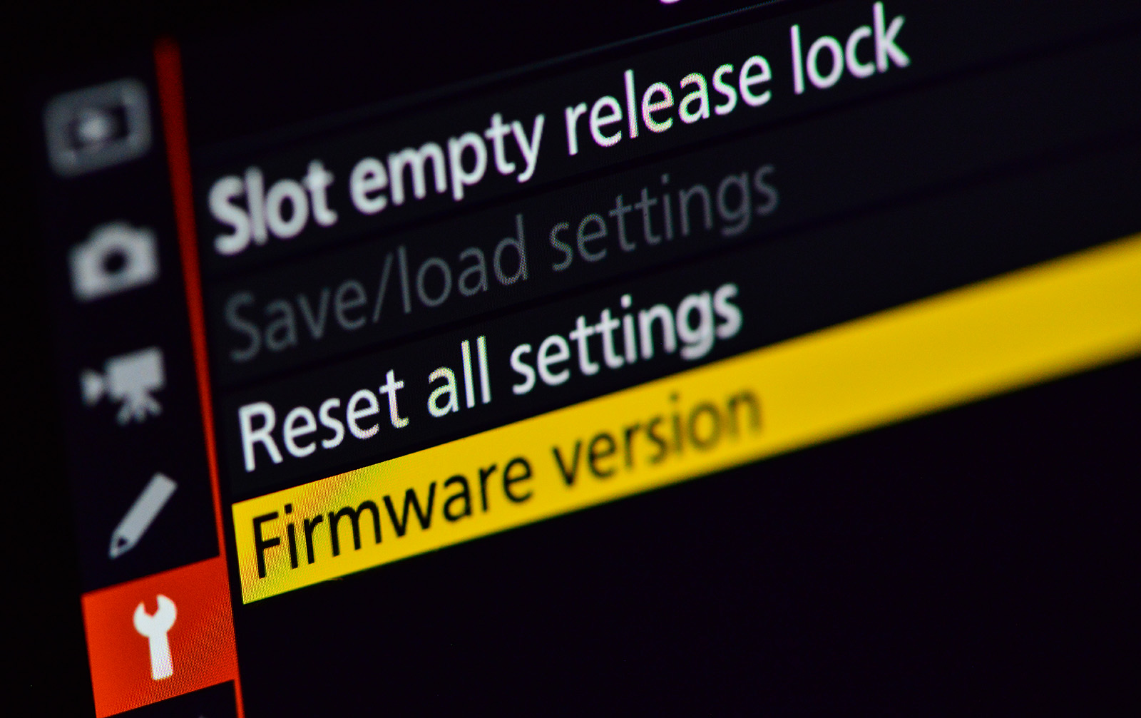 firmware menu option